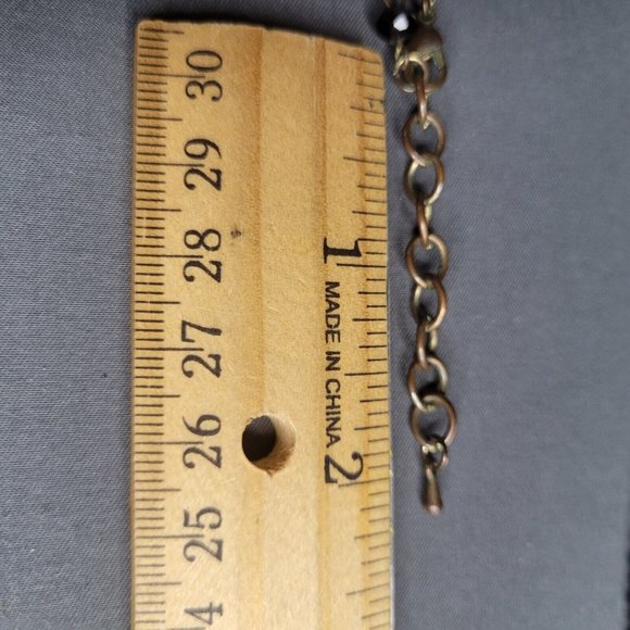 Womens Gold Tone Metal and Black Beaded Fashion Necklace Tassel Pendant 24 in - Picture 8 of 9